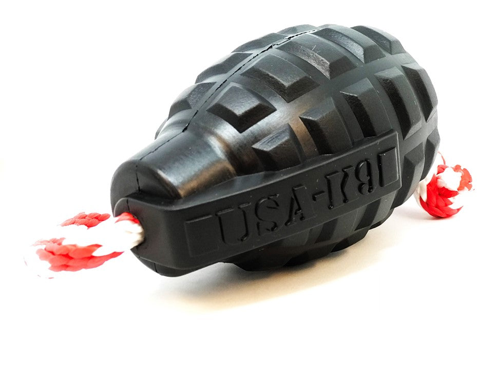 USA-K9 Magnum Grenade - Black Magnum Rubber Chew Toy for Extreme Chewers | USA Made by SodaPup/True Dogs, LLC
