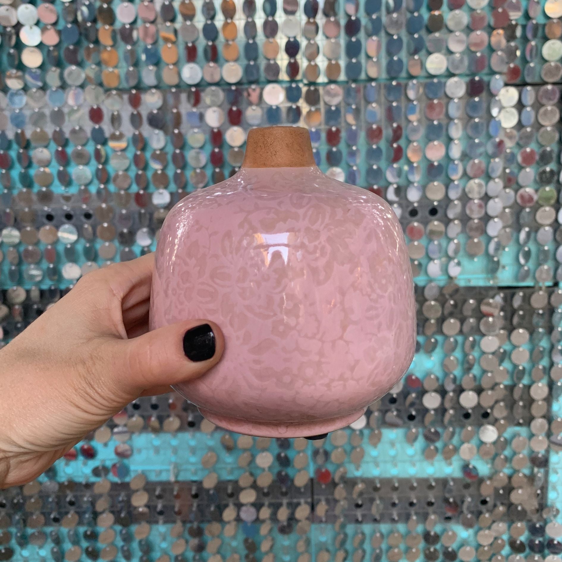 Small Ceramic Light Pink Bud Vase | Decorative Versatile Flower Pot | 4.52" x 4.92" by The Bullish Store