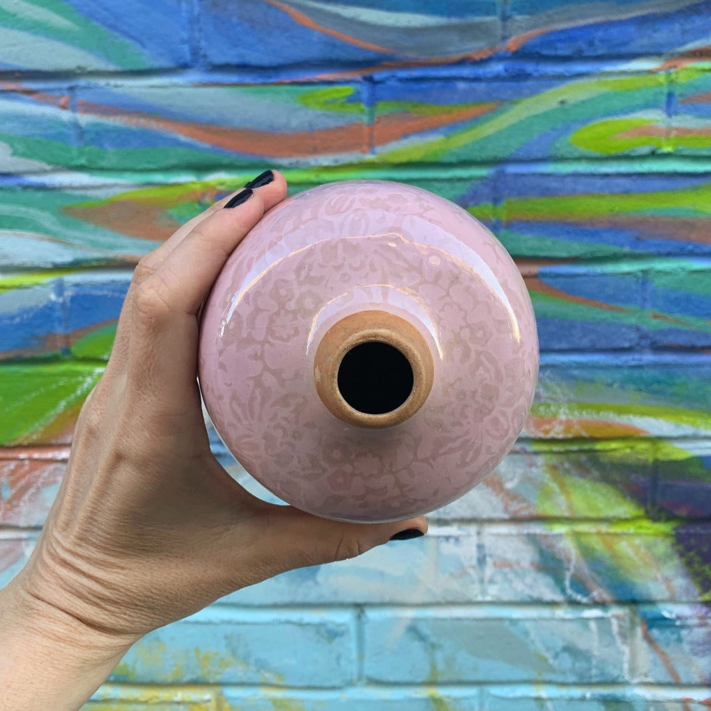 Small Ceramic Light Pink Bud Vase | Decorative Versatile Flower Pot | 4.52" x 4.92" by The Bullish Store