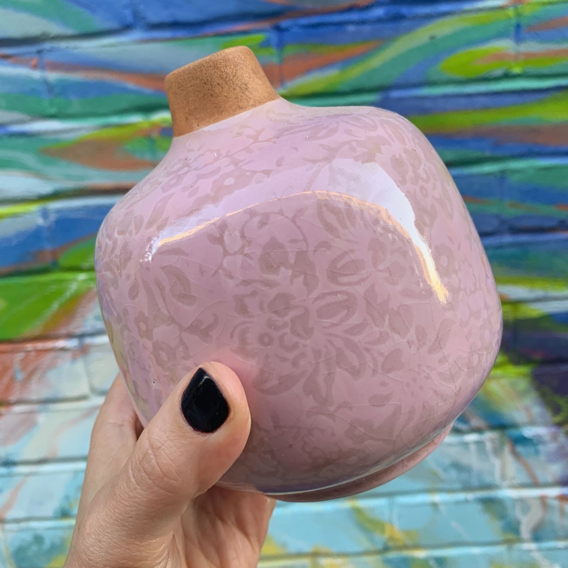 Small Ceramic Light Pink Bud Vase | Decorative Versatile Flower Pot | 4.52" x 4.92" by The Bullish Store