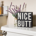 Nice Butt Box Sign | Wood | Funny Sign for Bathroom by The Bullish Store