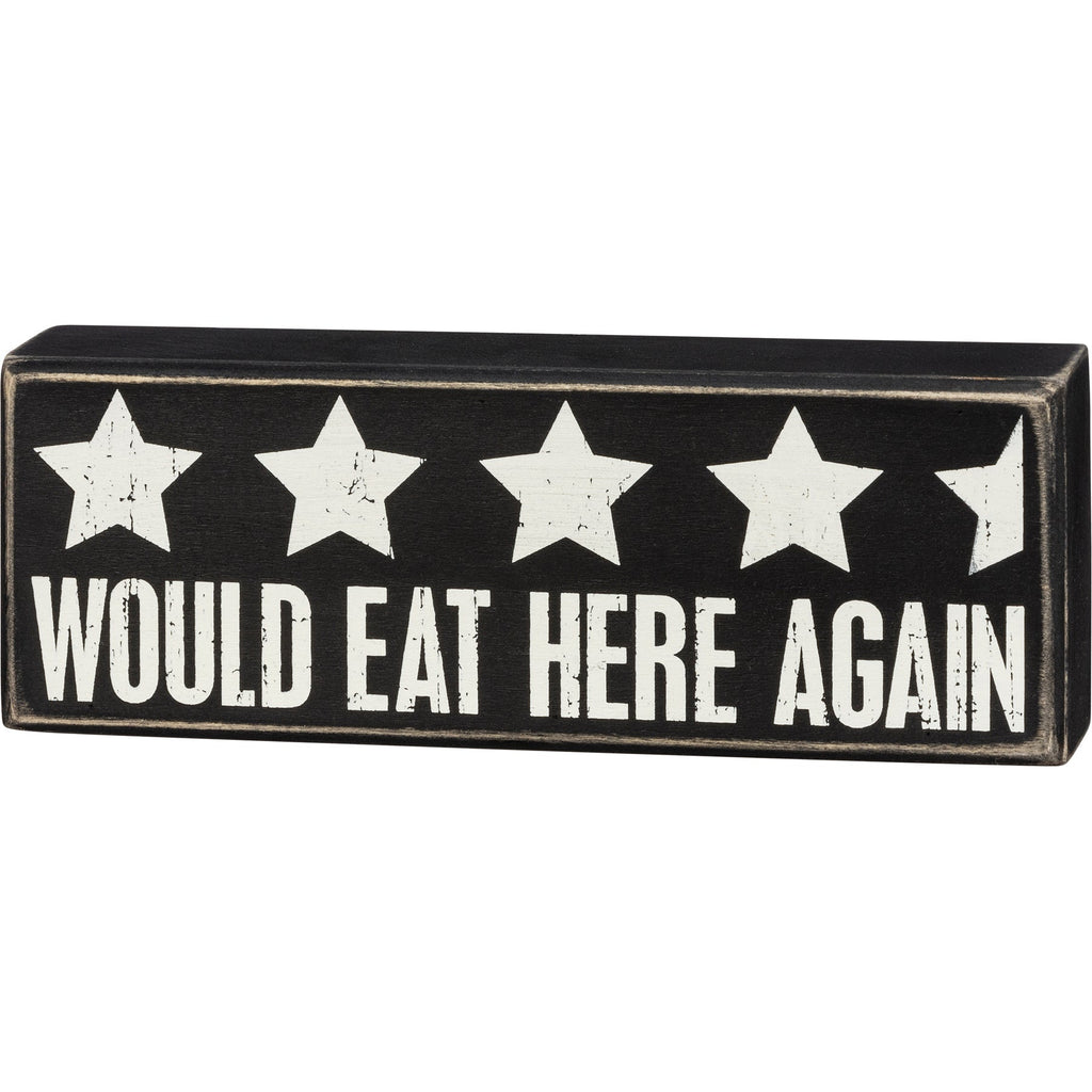Would Eat Here Again 4.5 Stars Wooden Box Sign | 9" x 3.25" by The Bullish Store