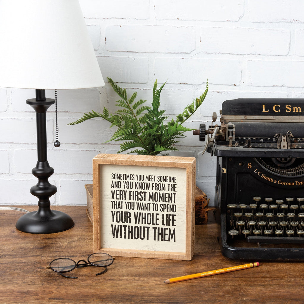 Whole Life Without Them Inset Box Sign | Snarky Square Wooden Decor | 7" x 7" by The Bullish Store