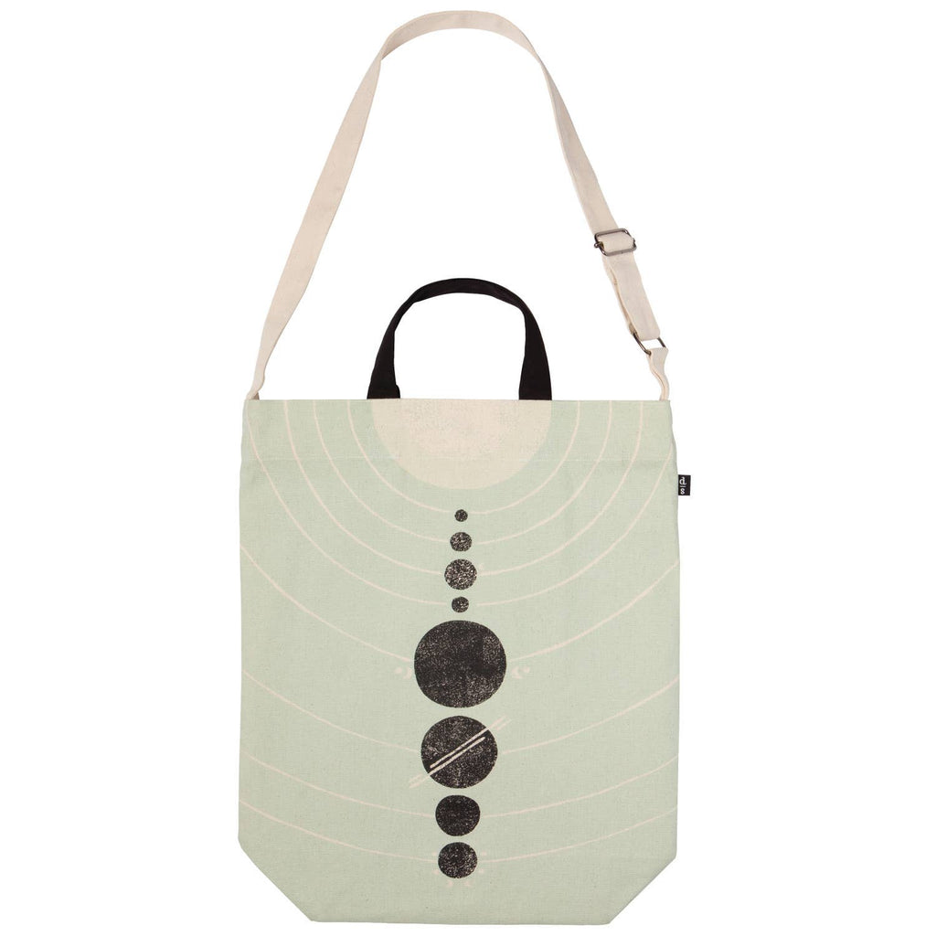 Solaris Team Cross Body Tote Bag | Solar System Cotton Sling Handbag | 15” x 18” | Gift for Her by The Bullish Store