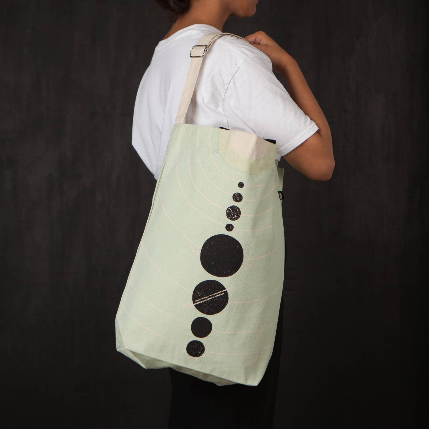 Solaris Team Cross Body Tote Bag | Solar System Cotton Sling Handbag | 15” x 18” | Gift for Her by The Bullish Store