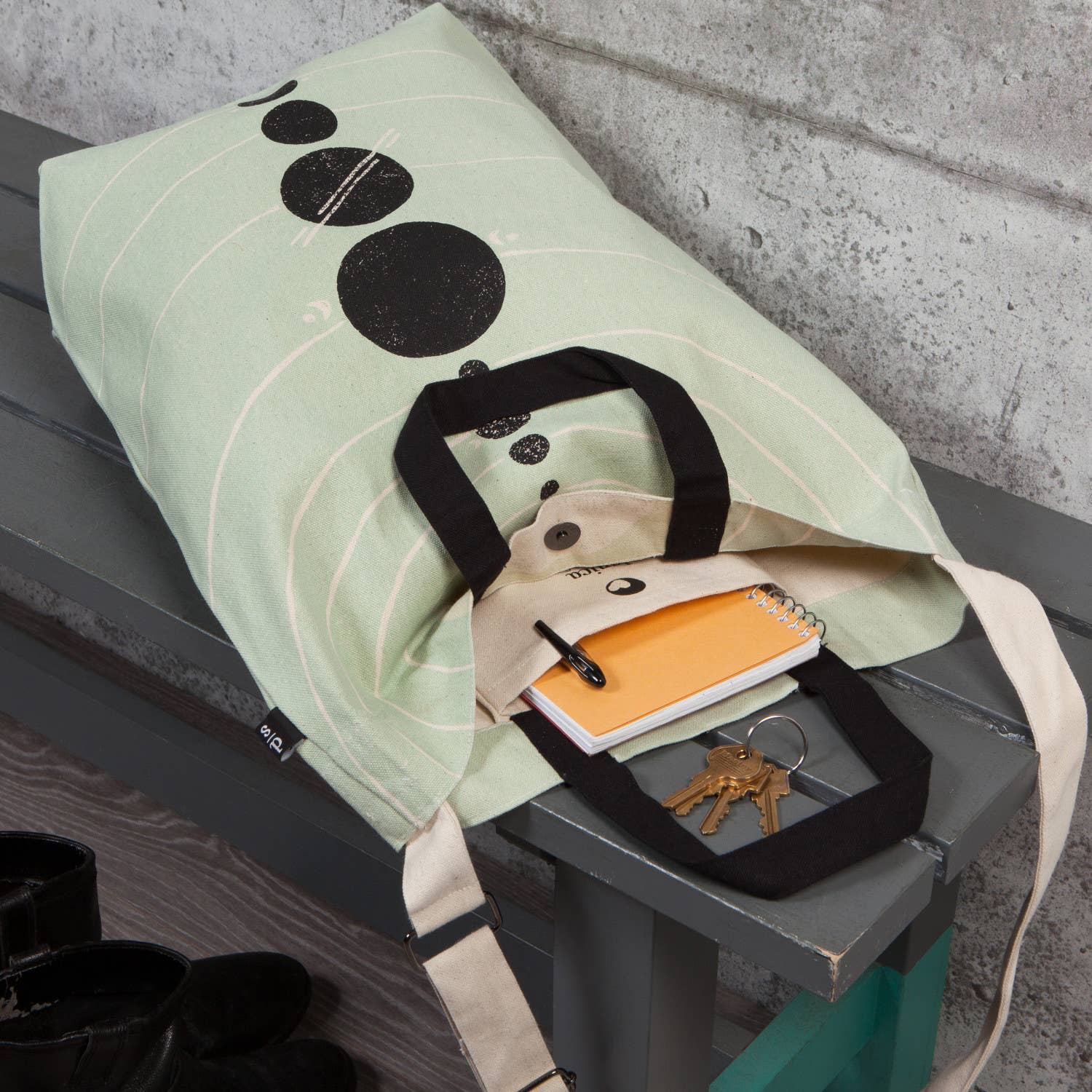 Solaris Team Cross Body Tote Bag | Solar System Cotton Sling Handbag | 15” x 18” | Gift for Her by The Bullish Store