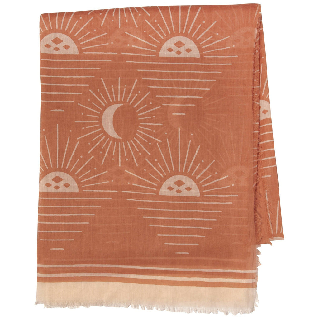 Soleil Printed Cotton Long Designer Scarf in Light Brown | Wrap Shawl Scarves | 40” x 72” by The Bullish Store