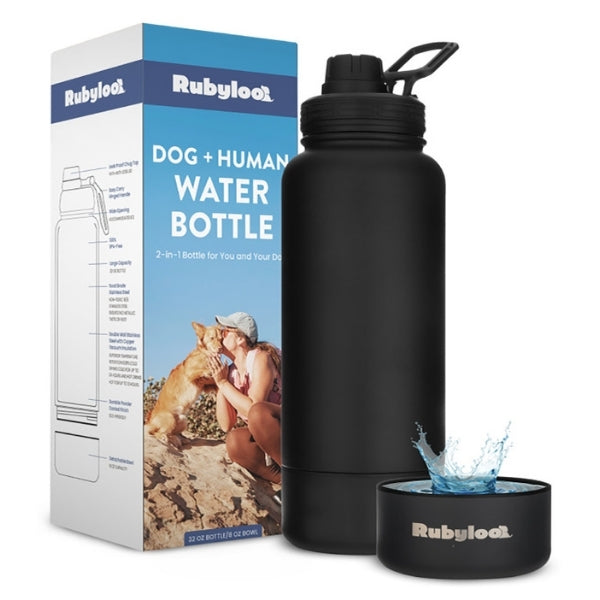 Dog + Human Water Bottle with Detachable Dog Bowl by Rubyloo