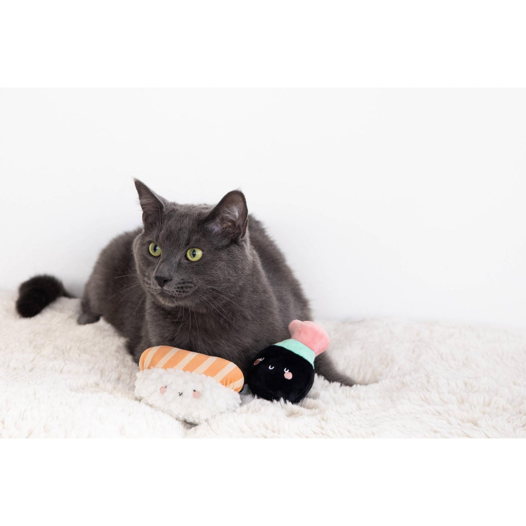 Soy Sauce and Sushi Cat Toy Set | Plush Toys for Pet Lovers | Giftable Cat Stocking Stuffer by The Bullish Store