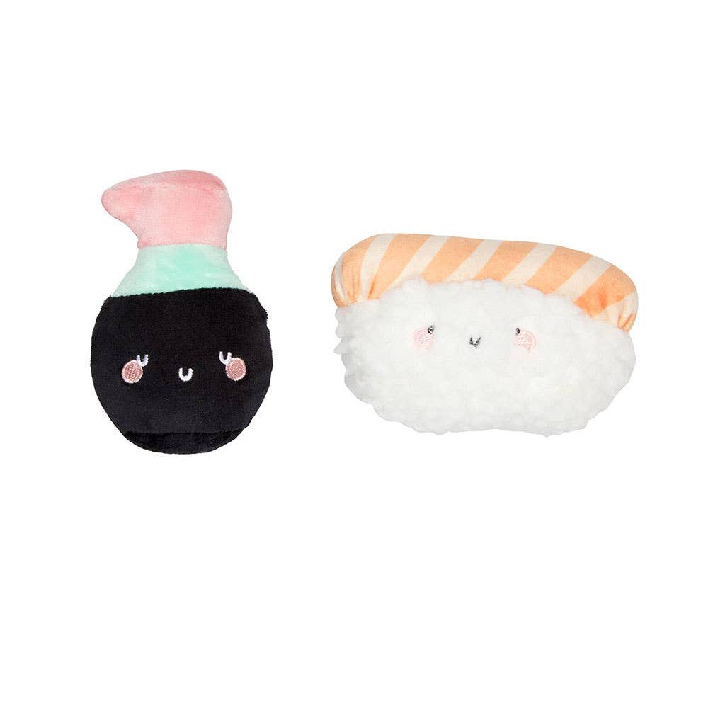 Soy Sauce and Sushi Cat Toy Set | Plush Toys for Pet Lovers | Giftable Cat Stocking Stuffer by The Bullish Store