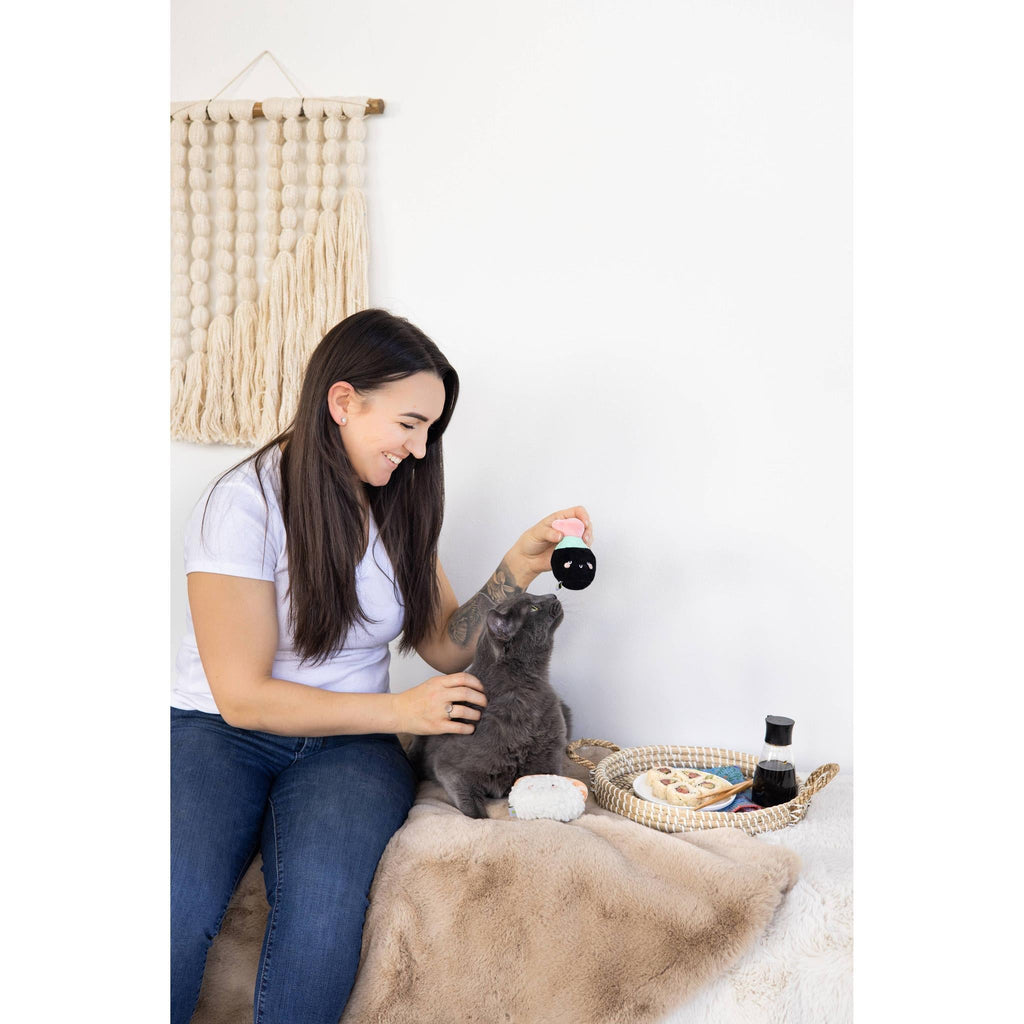 Soy Sauce and Sushi Cat Toy Set | Plush Toys for Pet Lovers | Giftable Cat Stocking Stuffer by The Bullish Store
