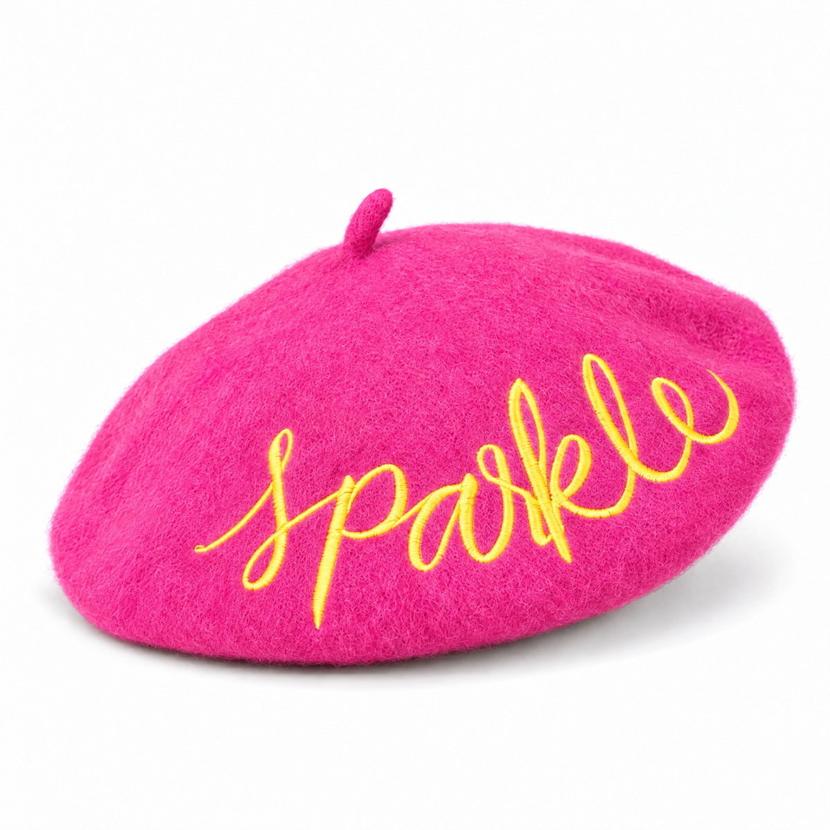 Sparkle Embroidered Beret in Pink by The Bullish Store