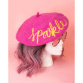 Sparkle Embroidered Beret in Pink by The Bullish Store