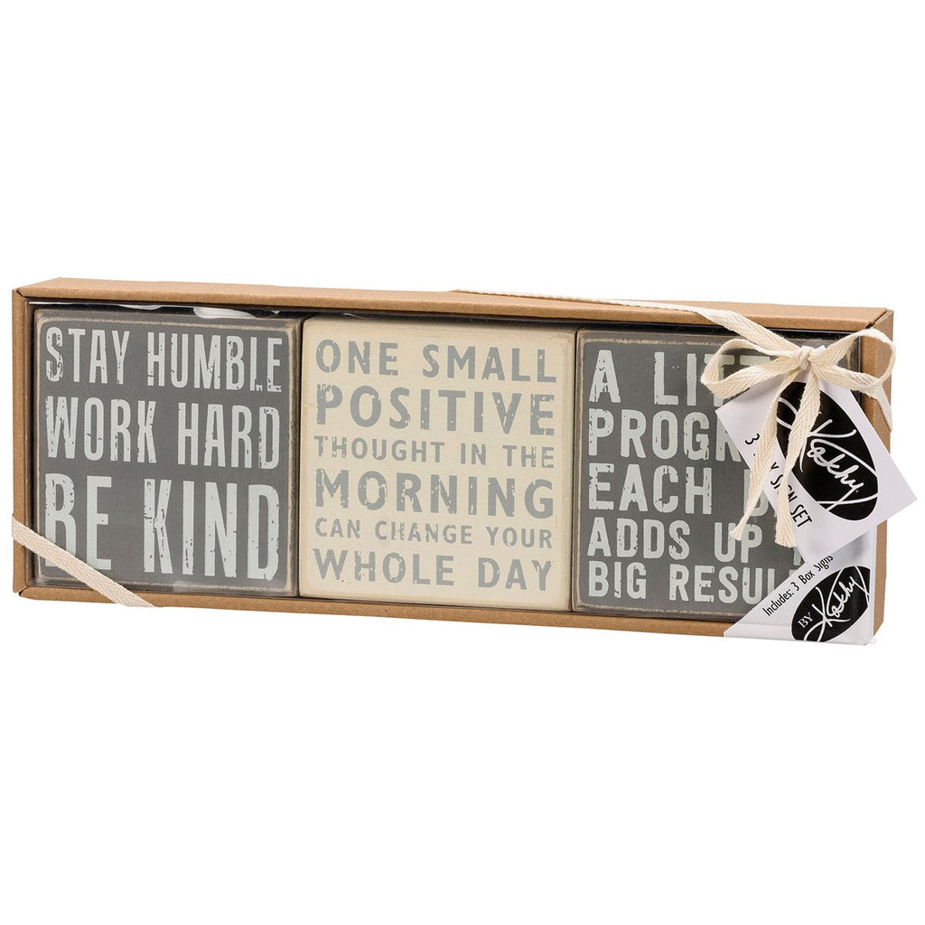 Stay Humble Gray Box Sign Set | Giftable Home Decor | 4" x 4" | Gift for Her by The Bullish Store