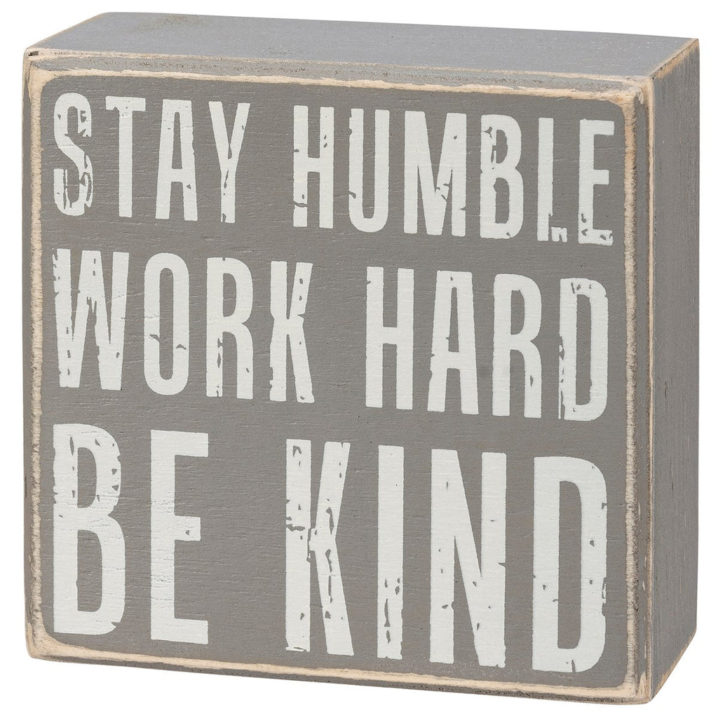 Stay Humble Gray Box Sign Set | Giftable Home Decor | 4" x 4" | Gift for Her by The Bullish Store