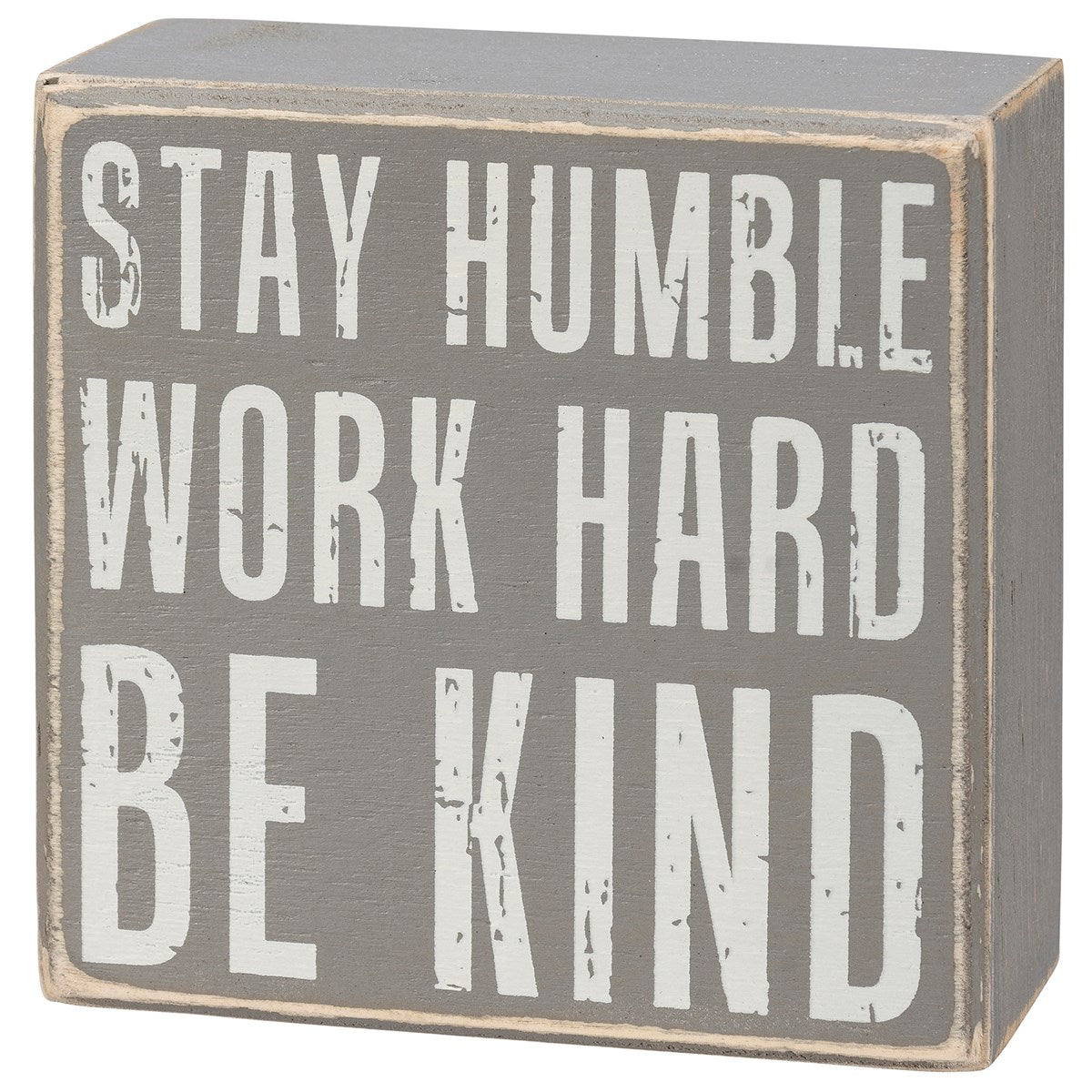 Stay Humble Gray Box Sign Set | Giftable Home Decor | 4" x 4" | Gift for Her by The Bullish Store