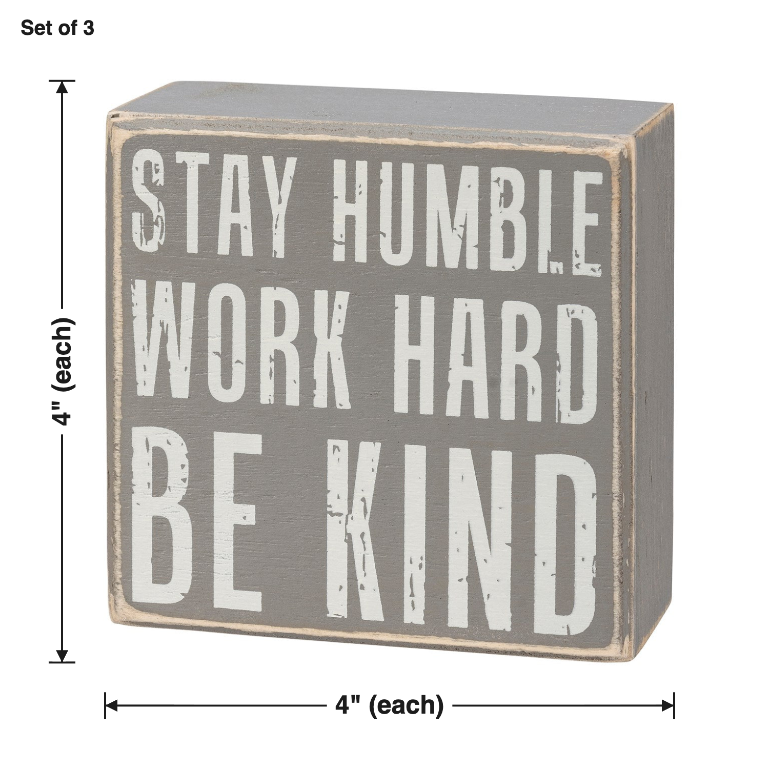 Stay Humble Gray Box Sign Set | Giftable Home Decor | 4" x 4" | Gift for Her by The Bullish Store