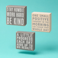Stay Humble Gray Box Sign Set | Giftable Home Decor | 4" x 4" | Gift for Her by The Bullish Store