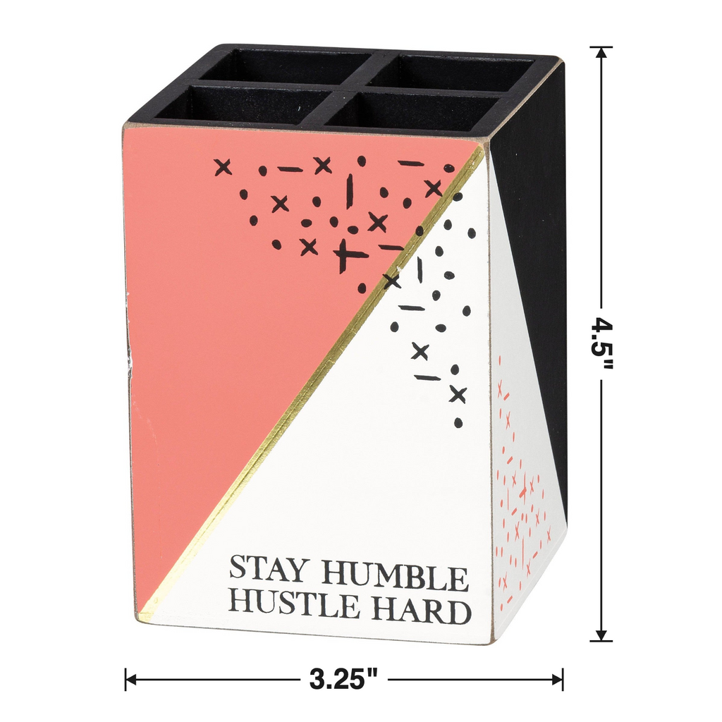 Stay Humble Hustle Hard Wood Pencil Holder by The Bullish Store