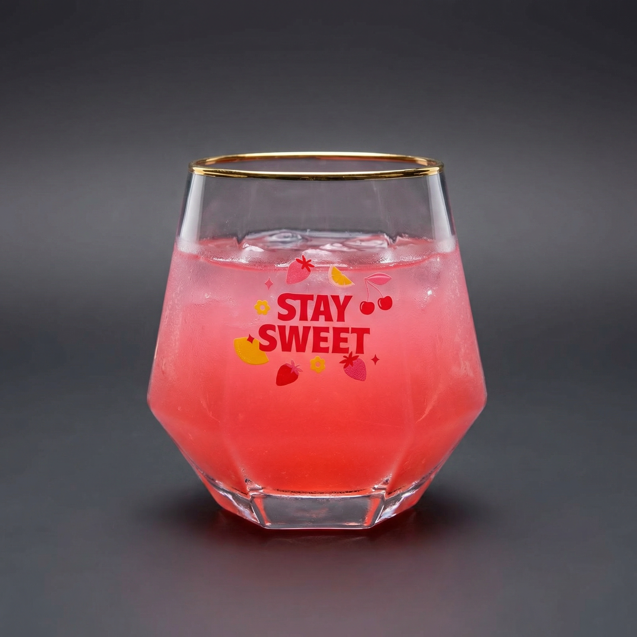 Stay Sweet Beveled Wine Glass | Hexagon Shaped Wine Stemless Glass Tumbler | 10oz by The Bullish Store