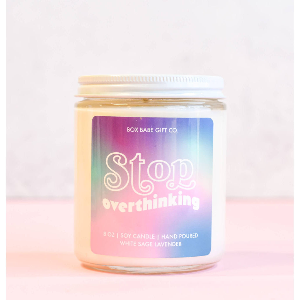 Stop Overthinking Candle in White Sage Lavender Scent | Self-Care Collection Wick Light by The Bullish Store