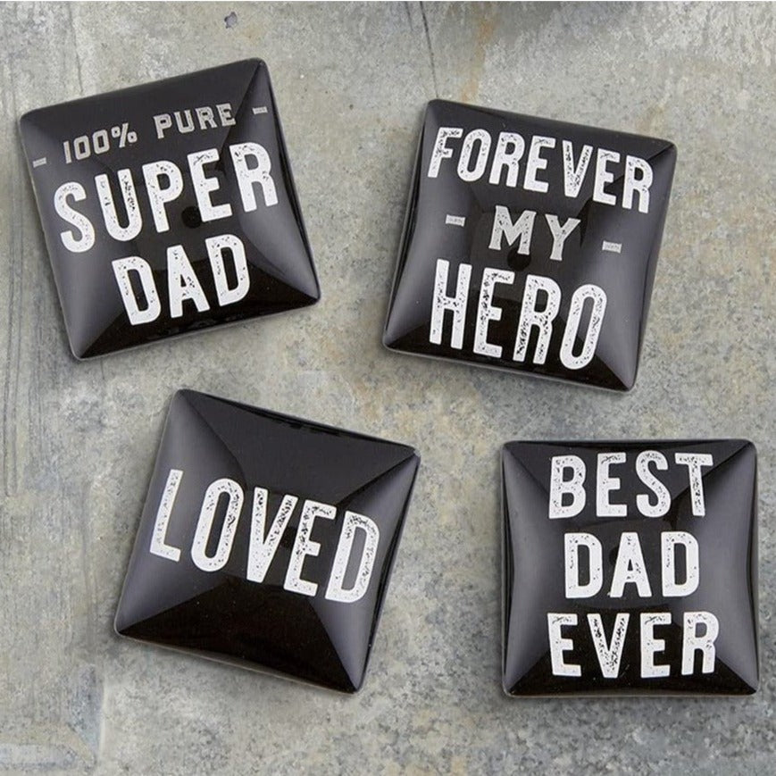Super Dad Square Glass Magnet Set | In Gift Box by The Bullish Store