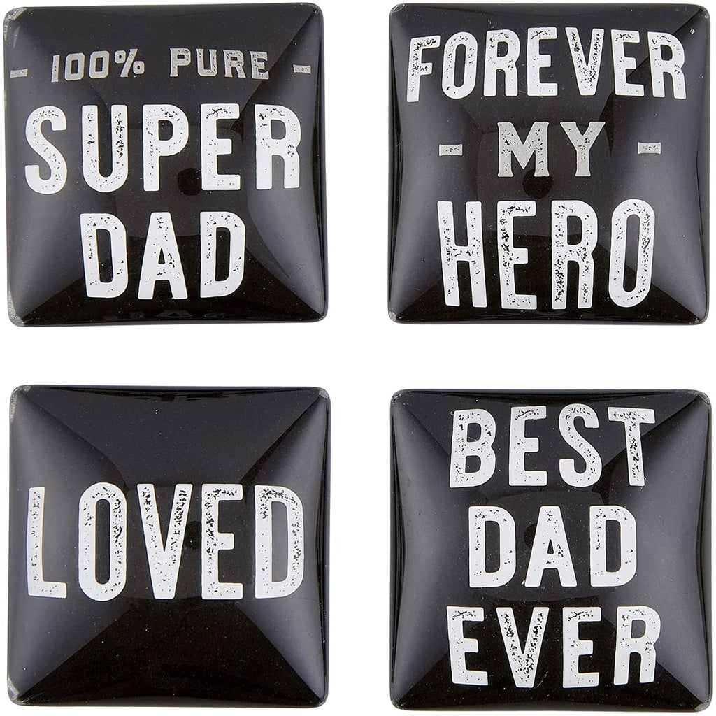 Super Dad Square Glass Magnet Set | In Gift Box by The Bullish Store
