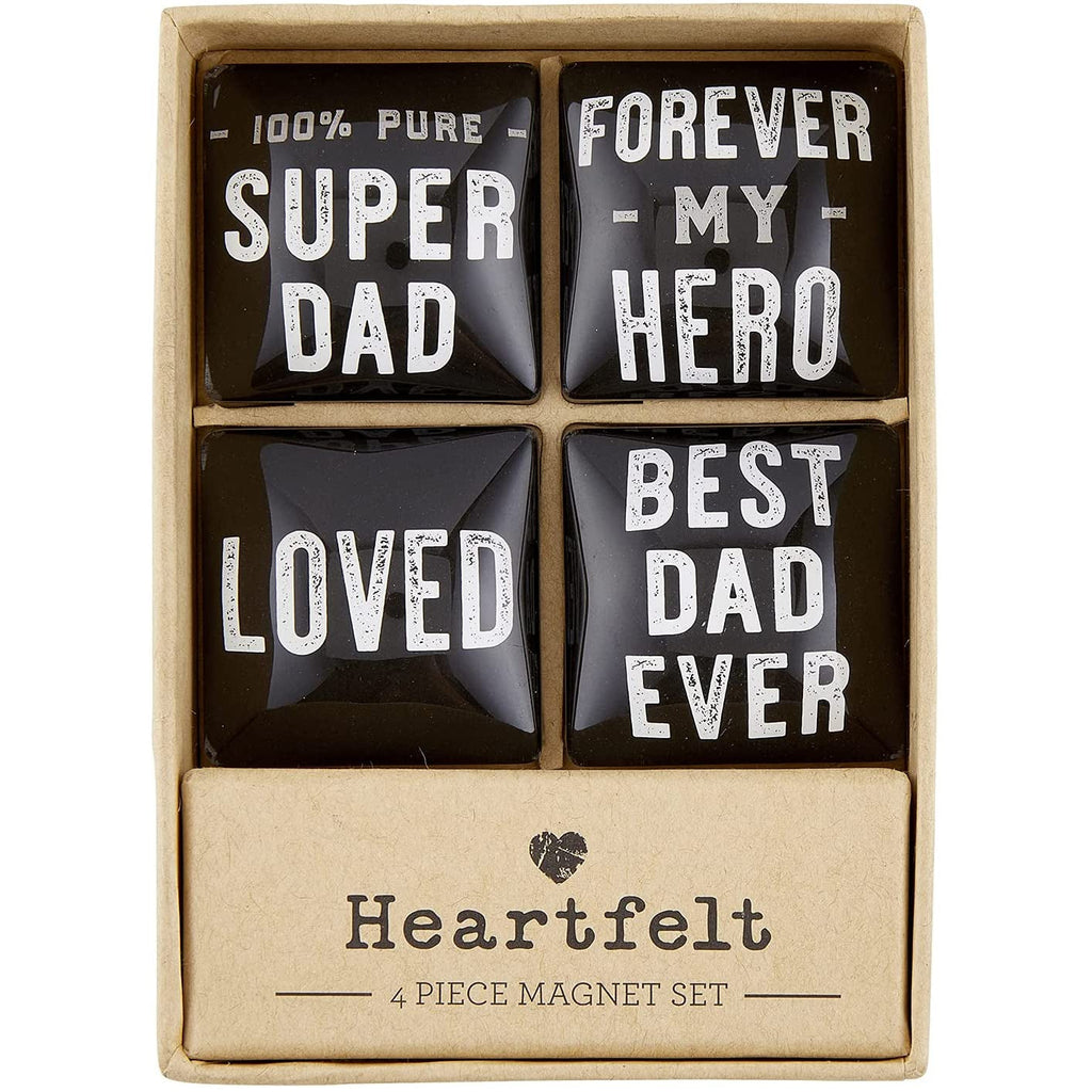 Super Dad Square Glass Magnet Set | In Gift Box by The Bullish Store