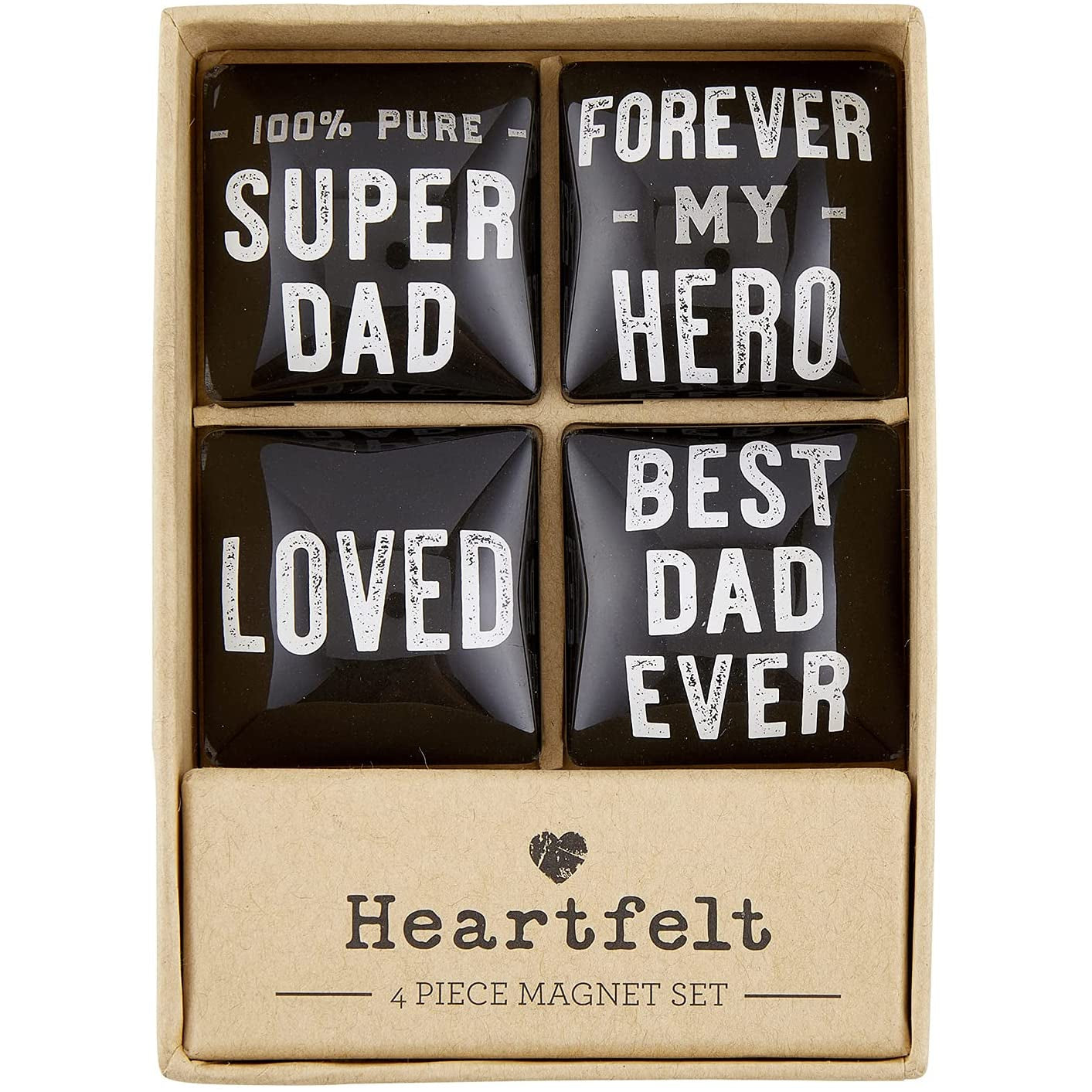 Super Dad Square Glass Magnet Set | In Gift Box by The Bullish Store