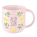 Sweeten It with Gratitude Lemon Stoneware Mug in Pink | Coffee Tea Cup | 18oz by The Bullish Store