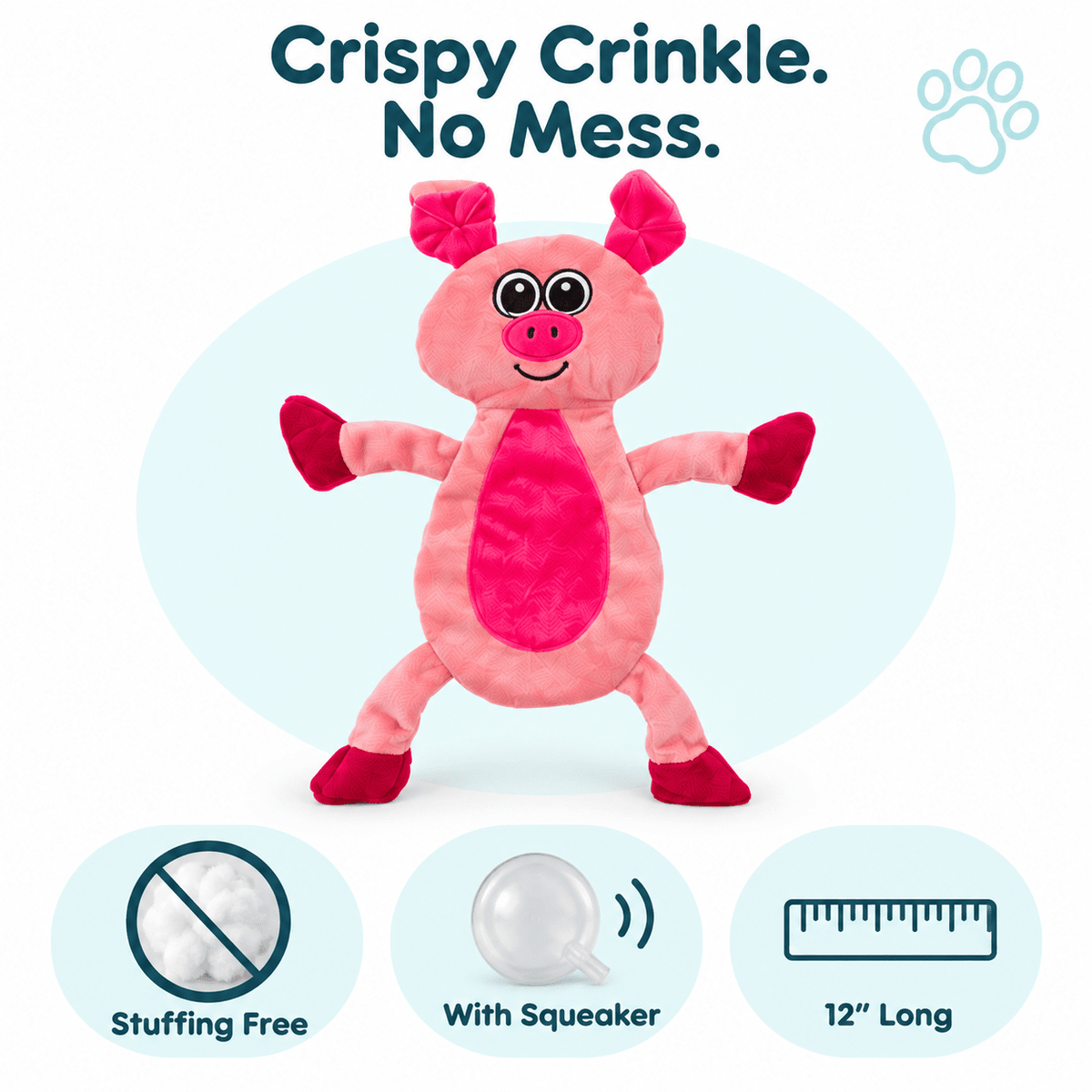 12" Crinkle Flat Dog Toy Collection by Dogline