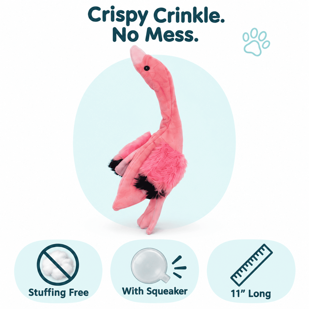 11" Flamingo Crinkle Dog Toy by Dogline