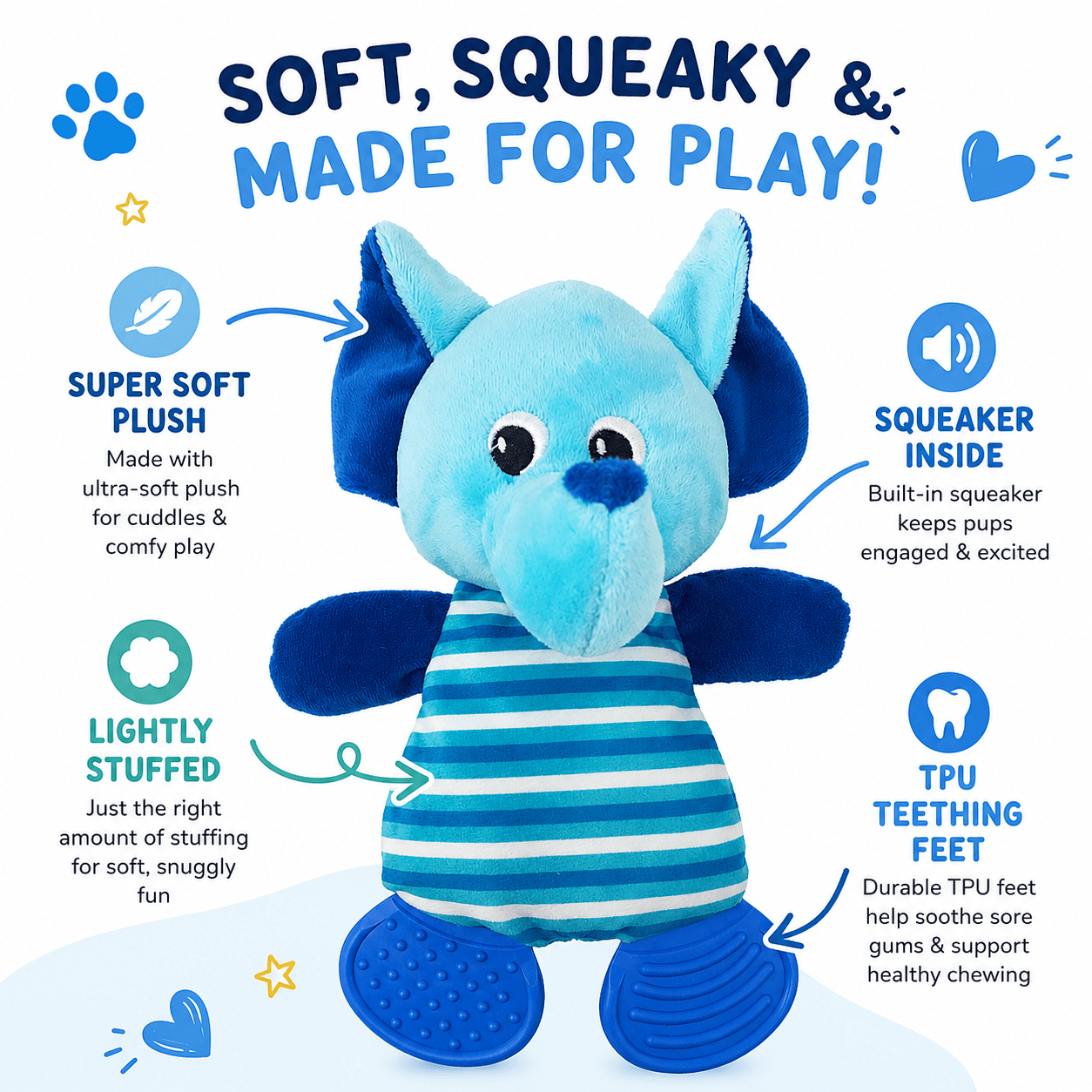 10" Elephant Soft Dog Toy by Dogline