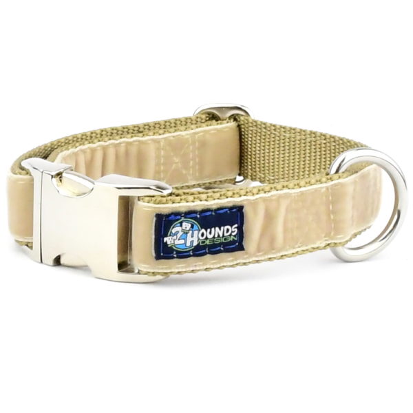 Tan Velvet Essential Buckle Martingale Dog Collar by 2 Hounds Design