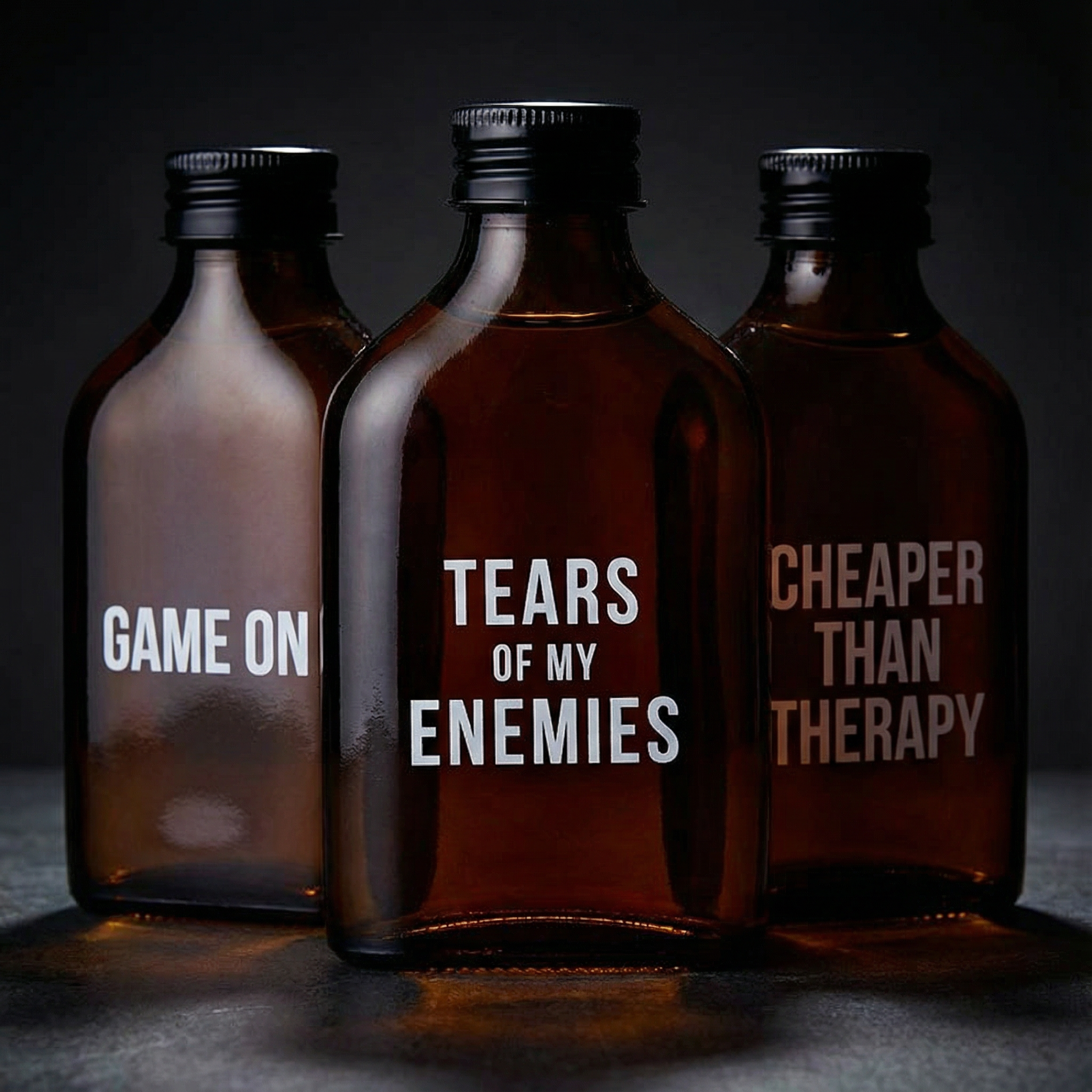 Tears Of My Enemies Amber Mini Flask by The Bullish Store