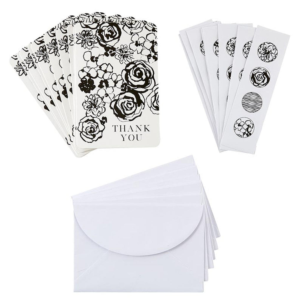 Thank You Card Set With Envelopes and Sticker Seals | Blank Inside Greeting Cards Set of 12 by The Bullish Store