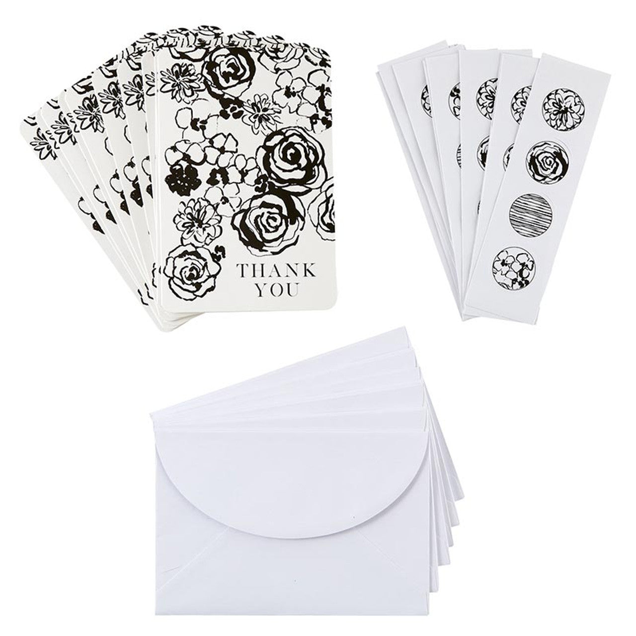 Thank You Card Set With Envelopes and Sticker Seals | Blank Inside Greeting Cards Set of 12 by The Bullish Store
