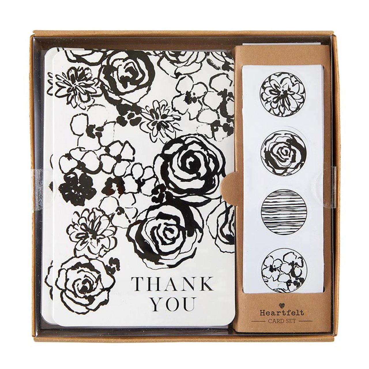 Thank You Card Set With Envelopes and Sticker Seals | Blank Inside Greeting Cards Set of 12 by The Bullish Store