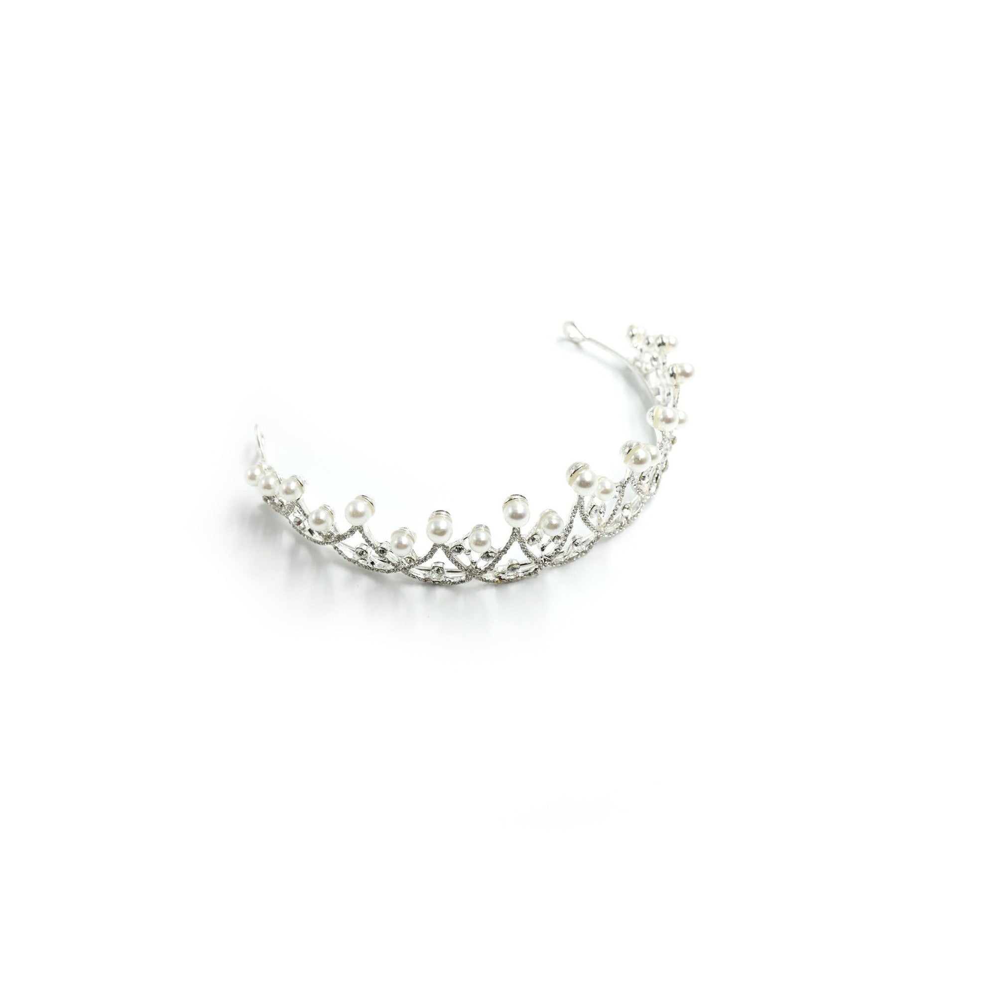 The Age of Pearls Crown Tiara in Silver | Royalty Crown Party or Bridal Hair Accessory by The Bullish Store