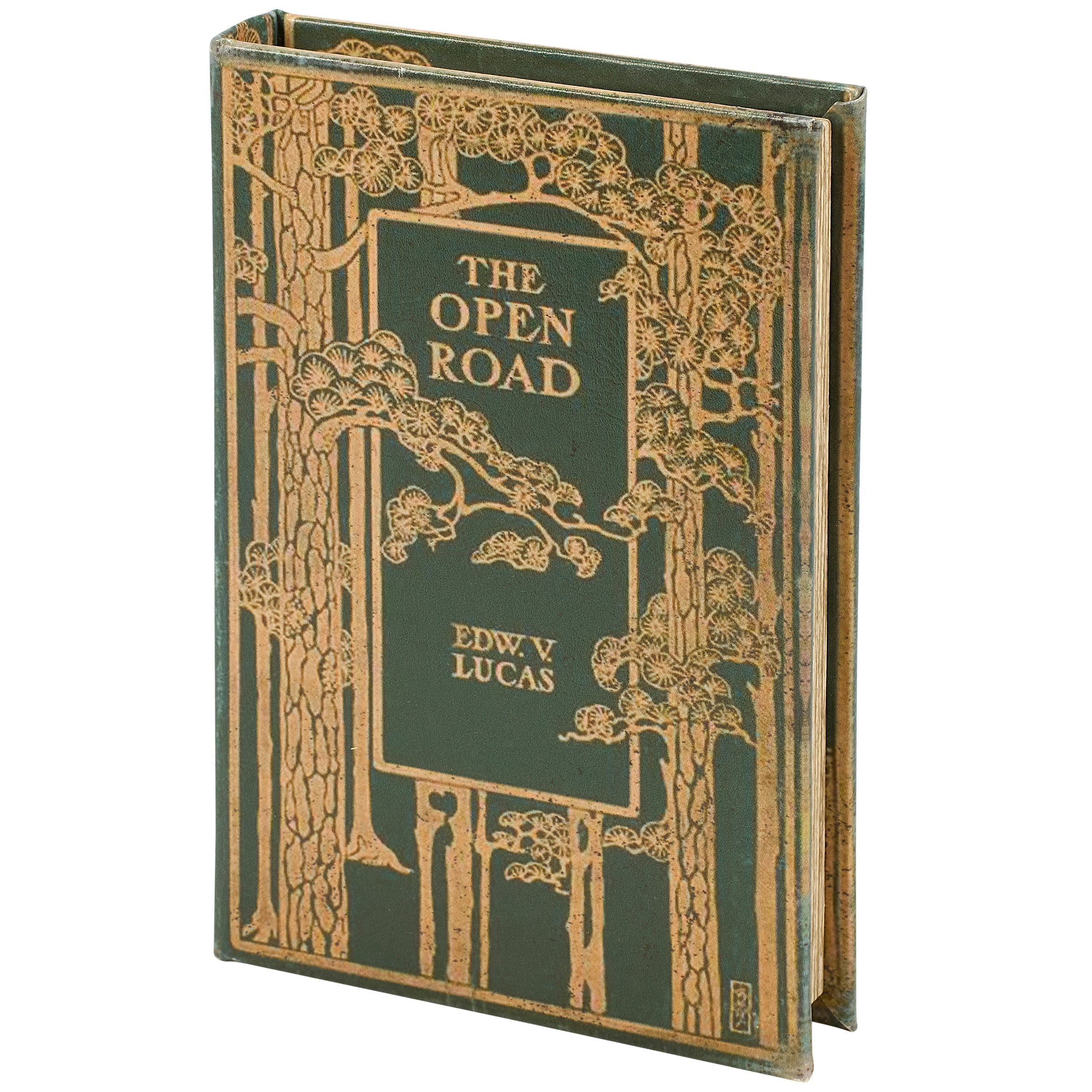 The Open Road Vintage Book Box | Trees Book Shaped Storage Stash Trinket Box by The Bullish Store