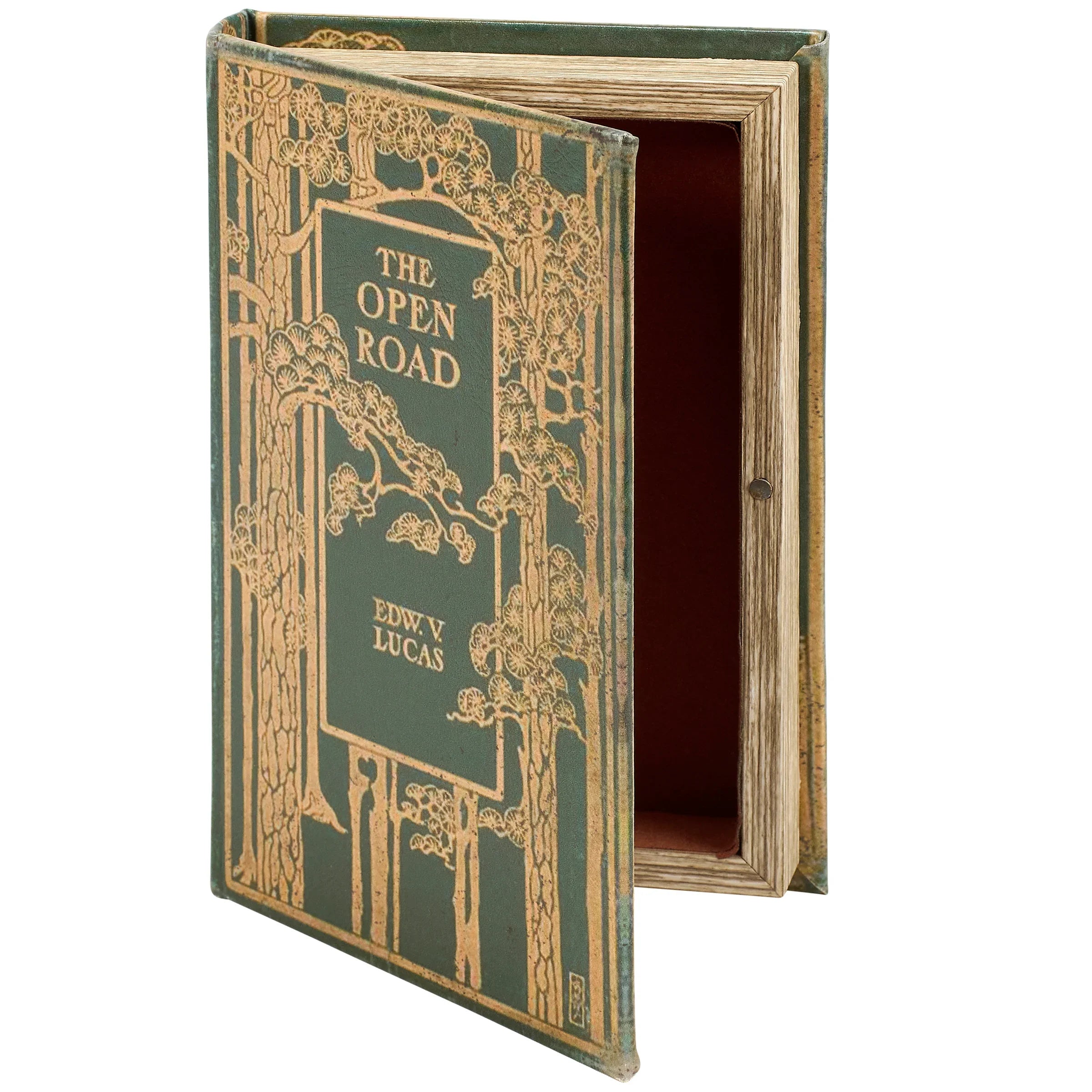 The Open Road Vintage Book Box | Trees Book Shaped Storage Stash Trinket Box by The Bullish Store