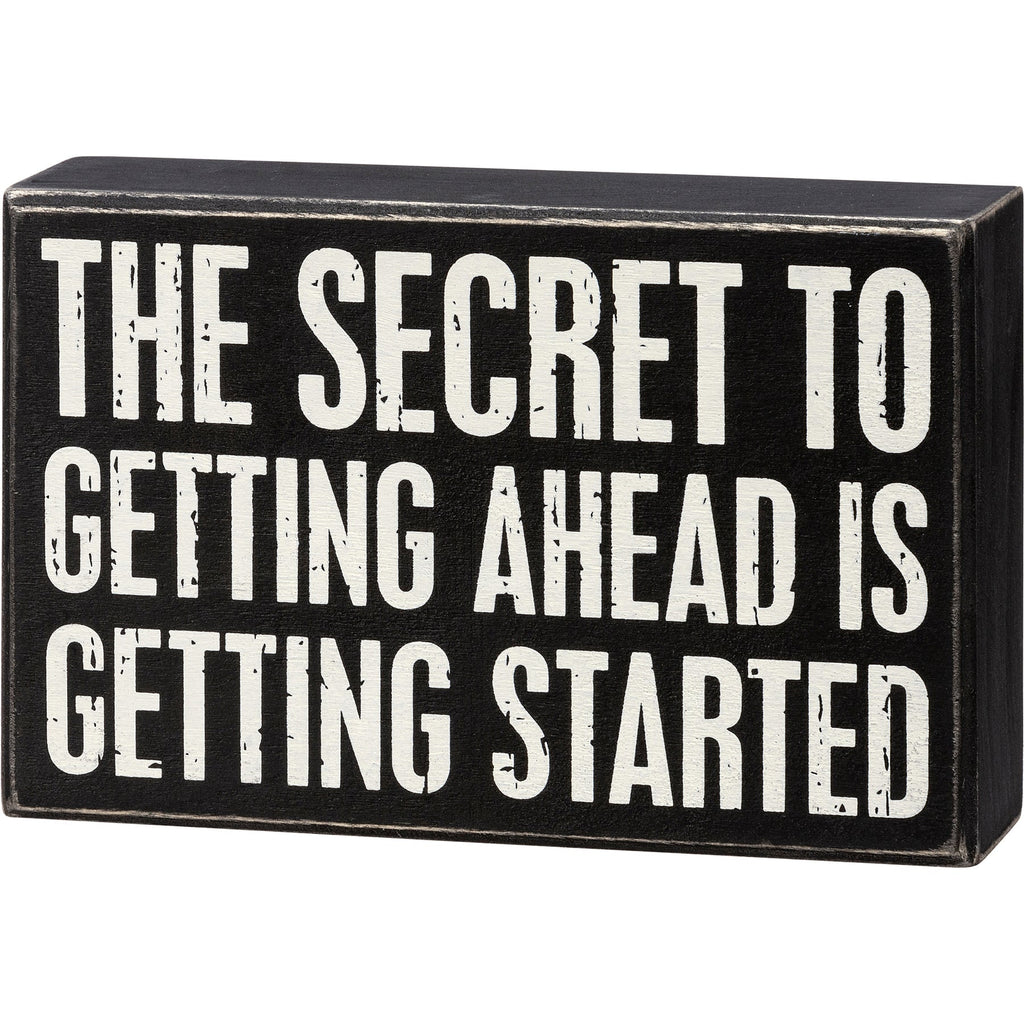 The Secret To Getting Ahead Inspo Box Sign | Desk Wall Wooden Sign | 7.25" x 4.75" by The Bullish Store