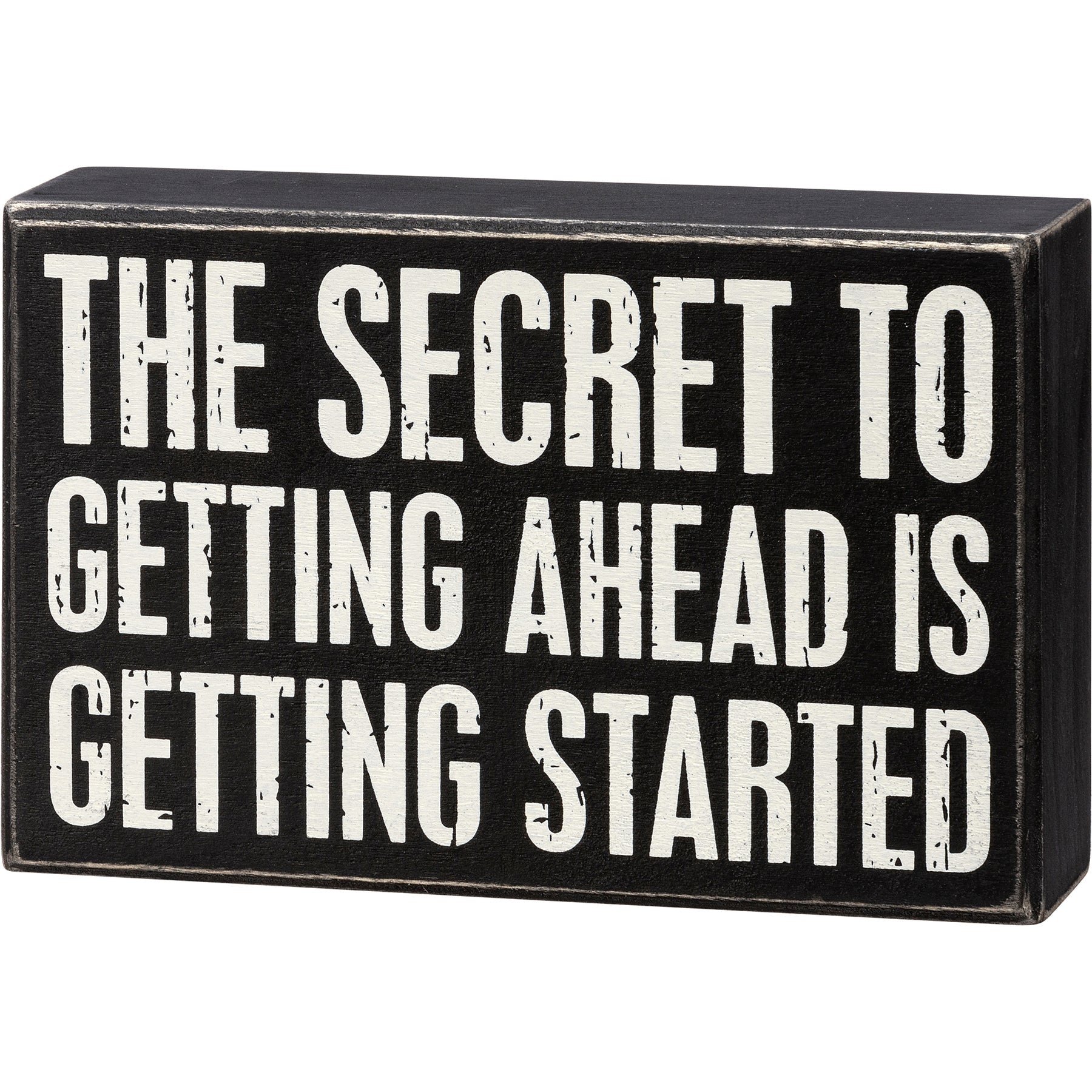 The Secret To Getting Ahead Inspo Box Sign | Desk Wall Wooden Sign | 7.25" x 4.75" by The Bullish Store