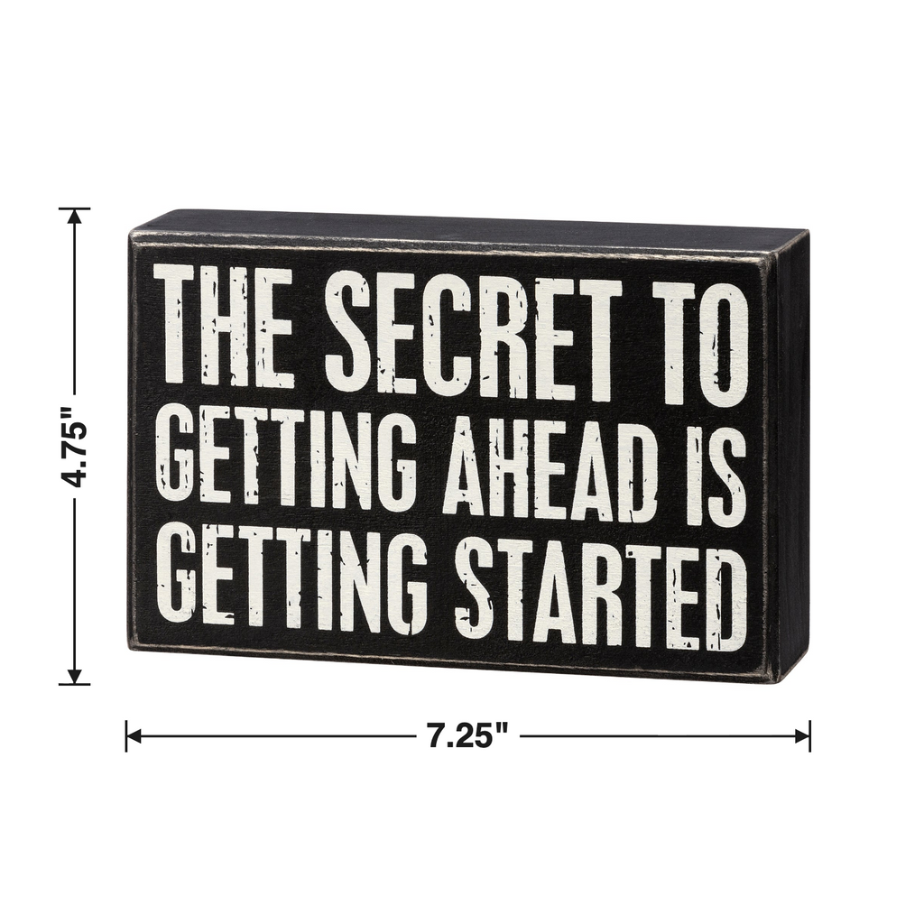 The Secret To Getting Ahead Inspo Box Sign | Desk Wall Wooden Sign | 7.25" x 4.75" by The Bullish Store