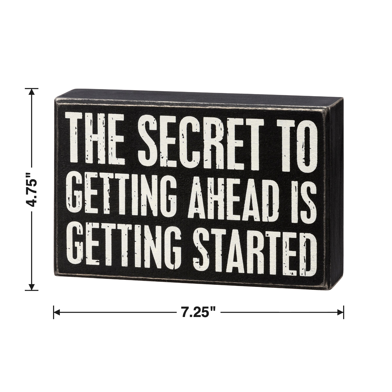 The Secret To Getting Ahead Inspo Box Sign | Desk Wall Wooden Sign | 7.25" x 4.75" by The Bullish Store
