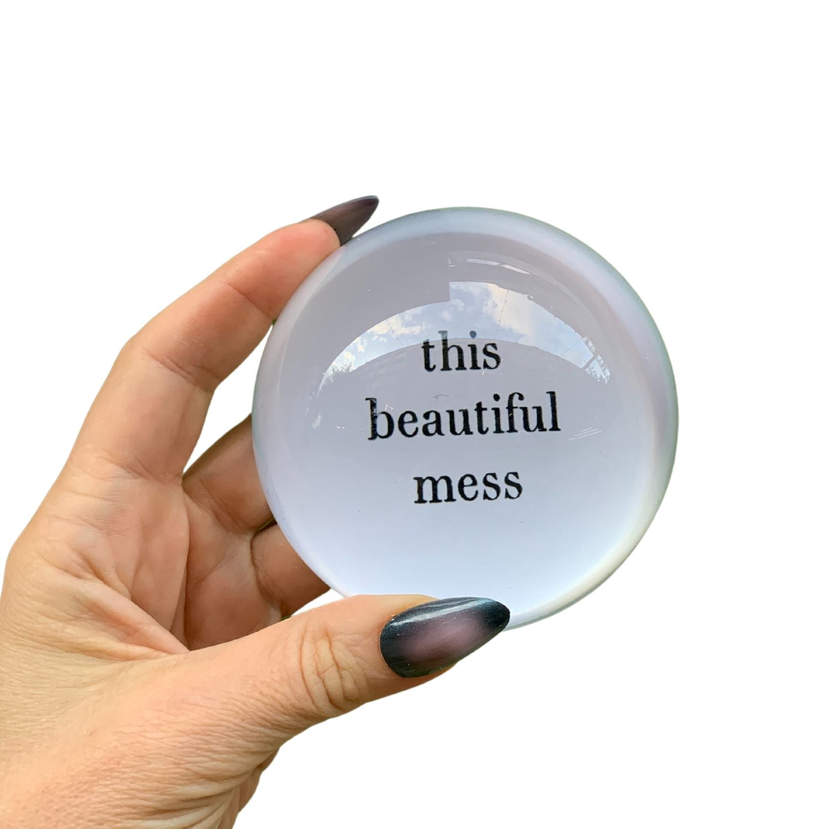 This Beautiful Mess Glass Dome Paperweight by The Bullish Store