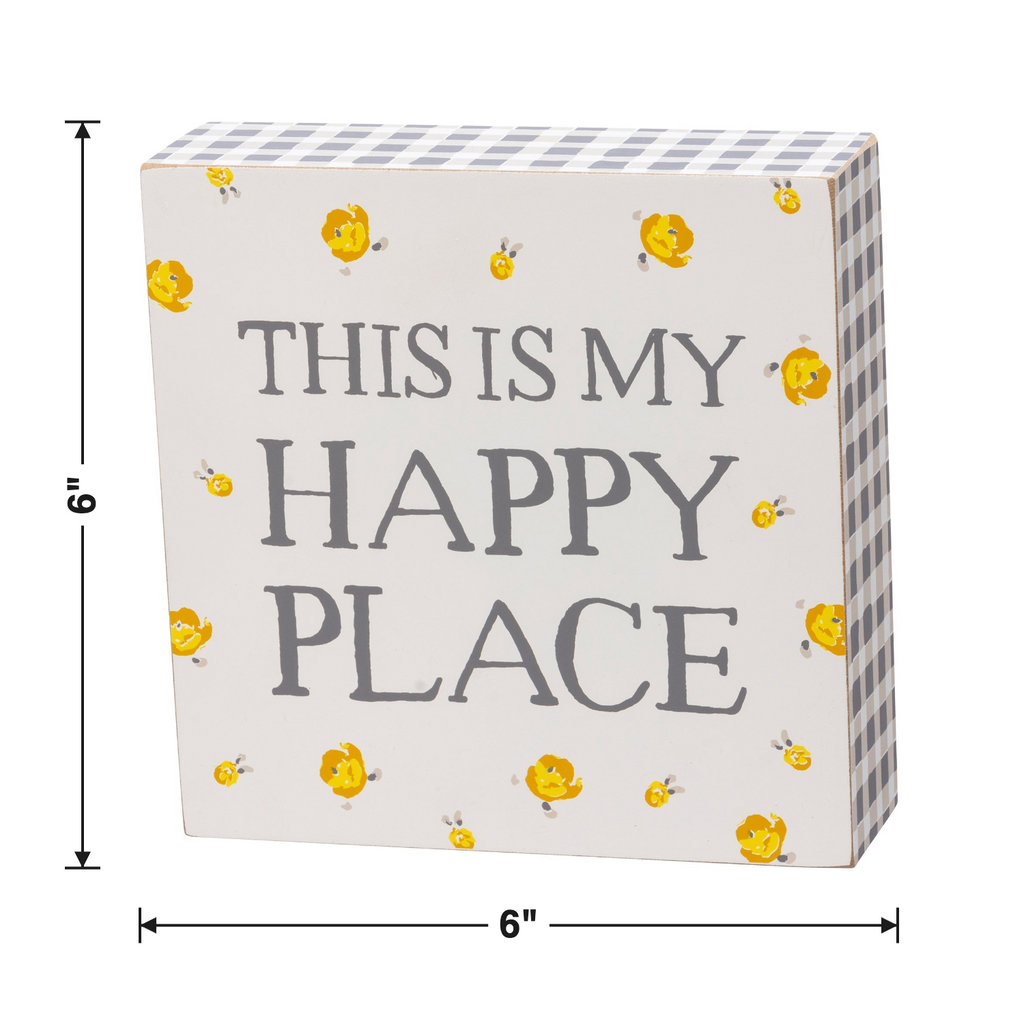 This Is My Happy Place Watercolor Box Sign | Home Wooden Sign Decor Display | 6" x 6" by The Bullish Store