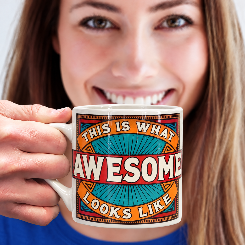 This is What Awesome Looks Like Ceramic Mug | Vintage Style | Design on Both Sides | In a Gift Box by The Bullish Store