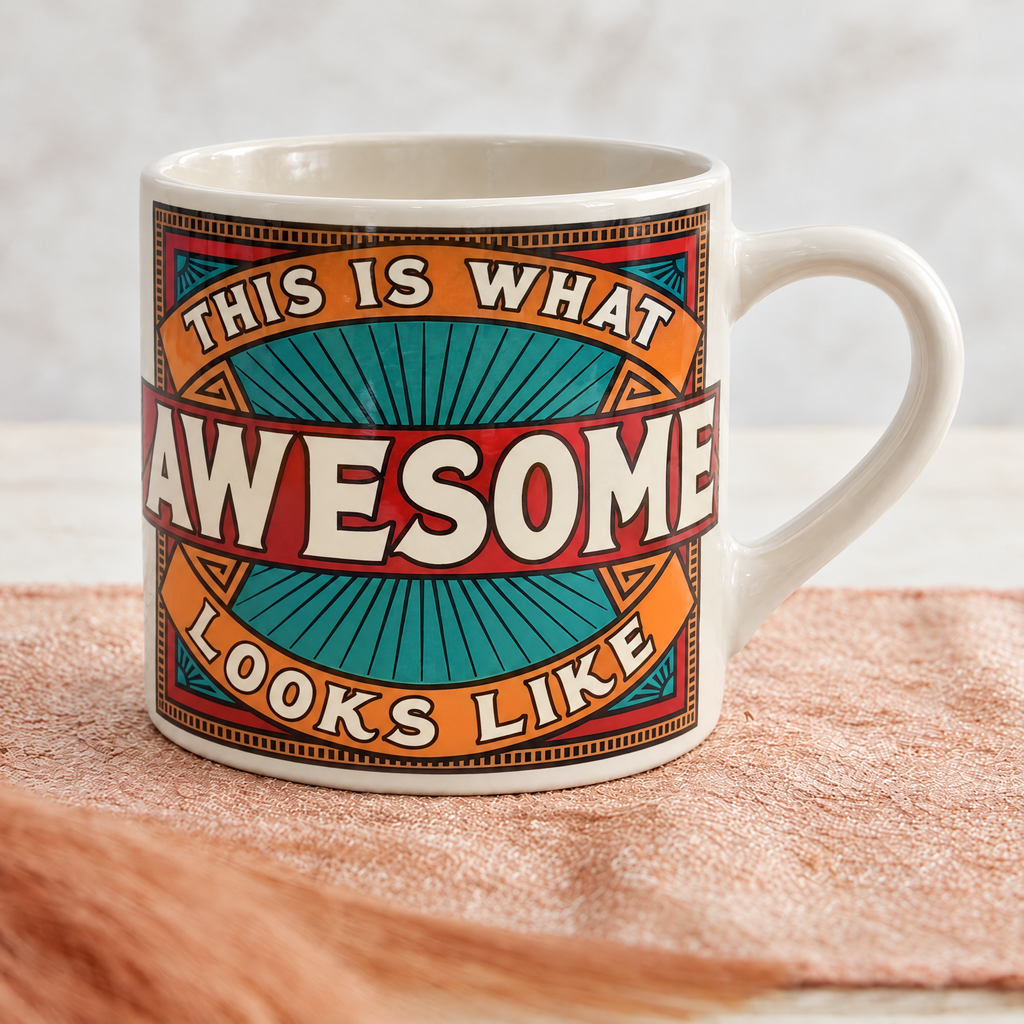This is What Awesome Looks Like Ceramic Mug | Vintage Style | Design on Both Sides | In a Gift Box by The Bullish Store