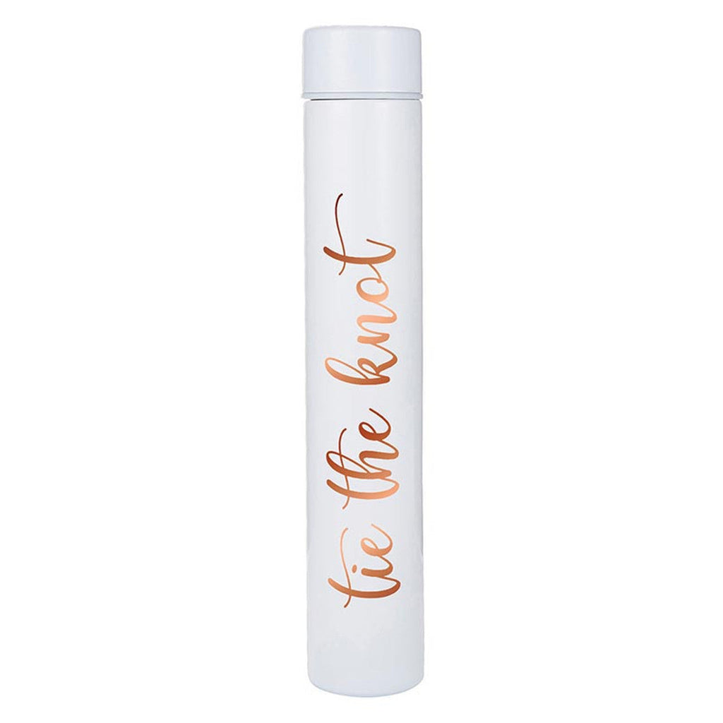 Tie The Knot Flask Bottle in White | Insulated Stainless Steel Wedding or Bridesmaid Gift by The Bullish Store
